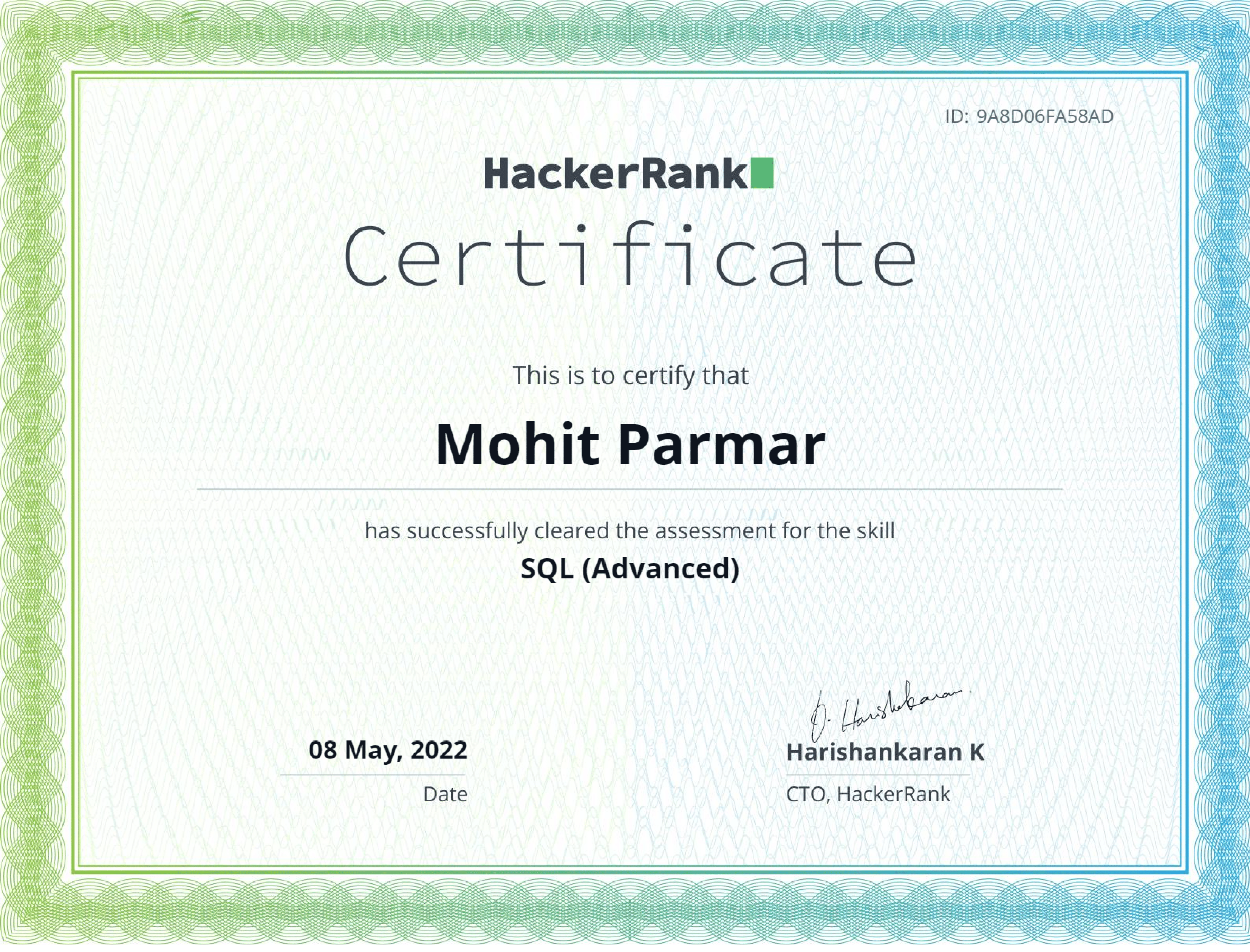 SQL Certificate