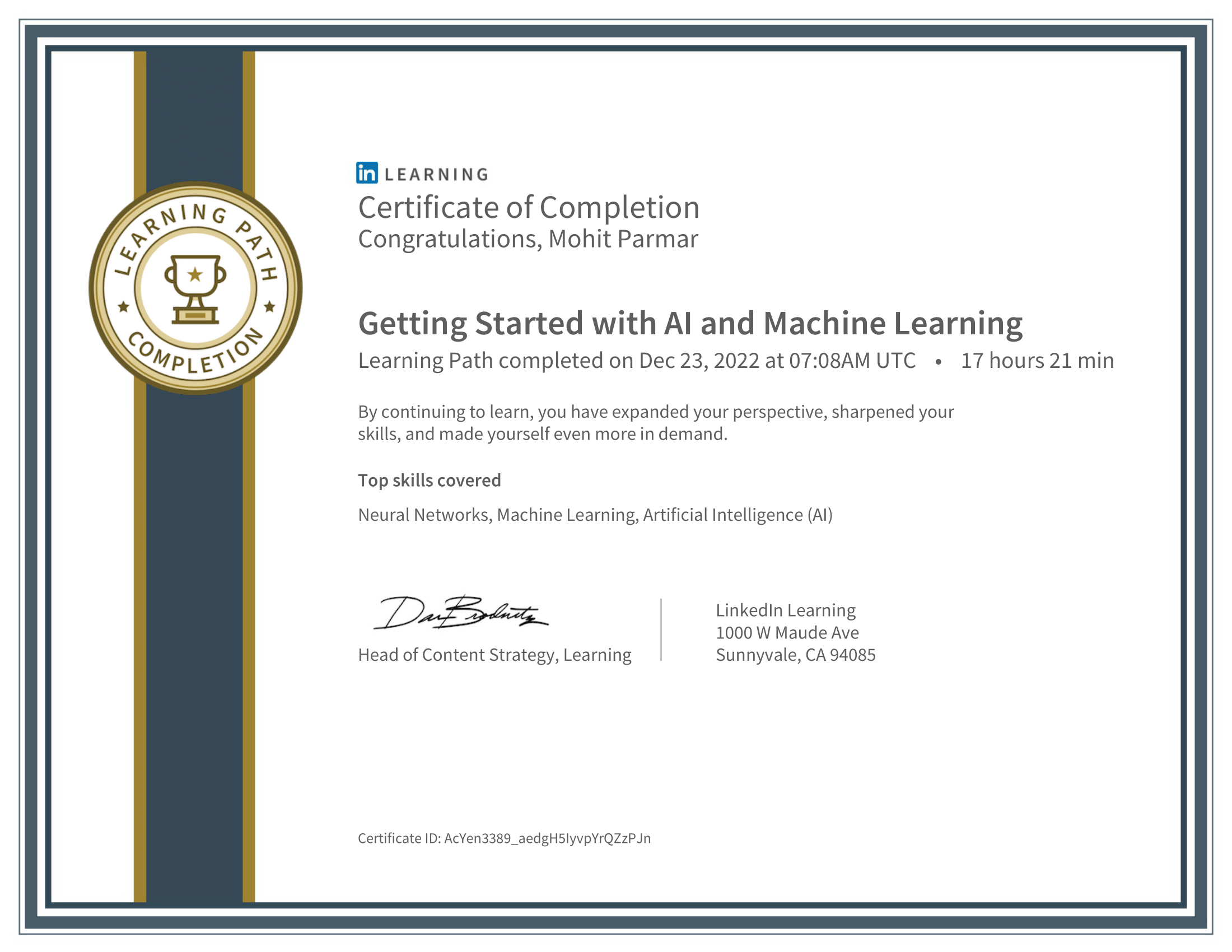 Getting Started with AI and Machine Learning Certificate