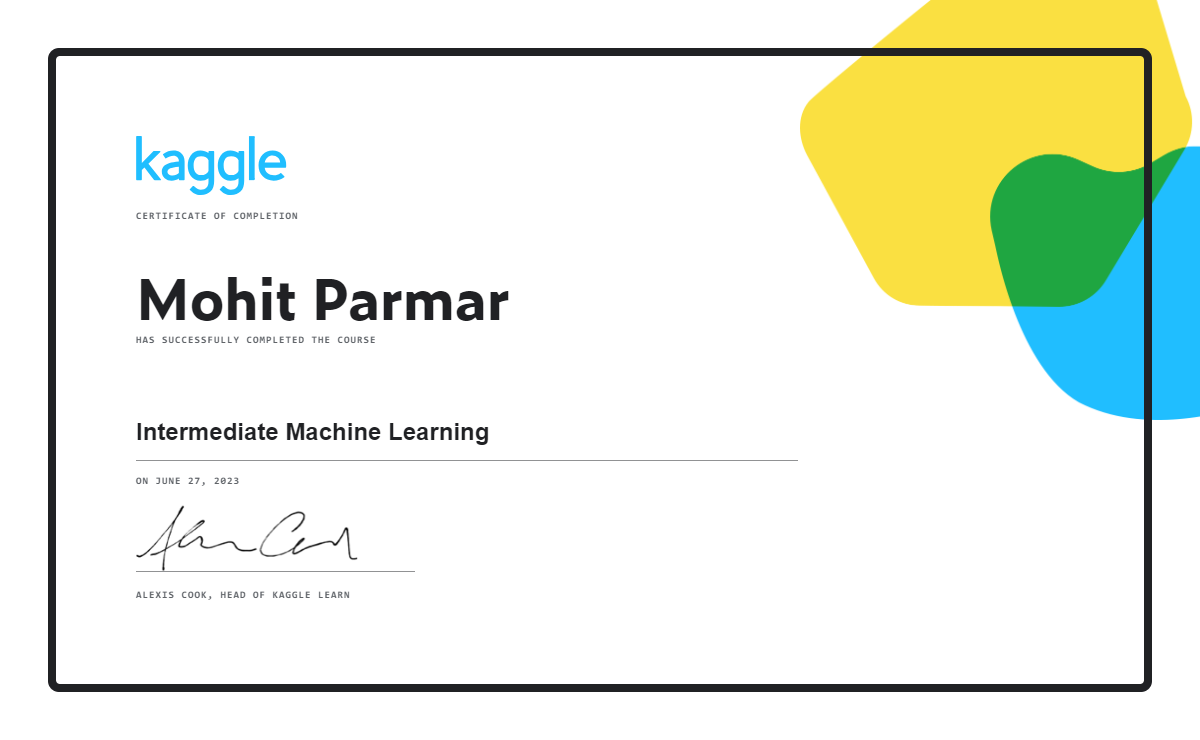 Intermediate Machine Learning Certificate