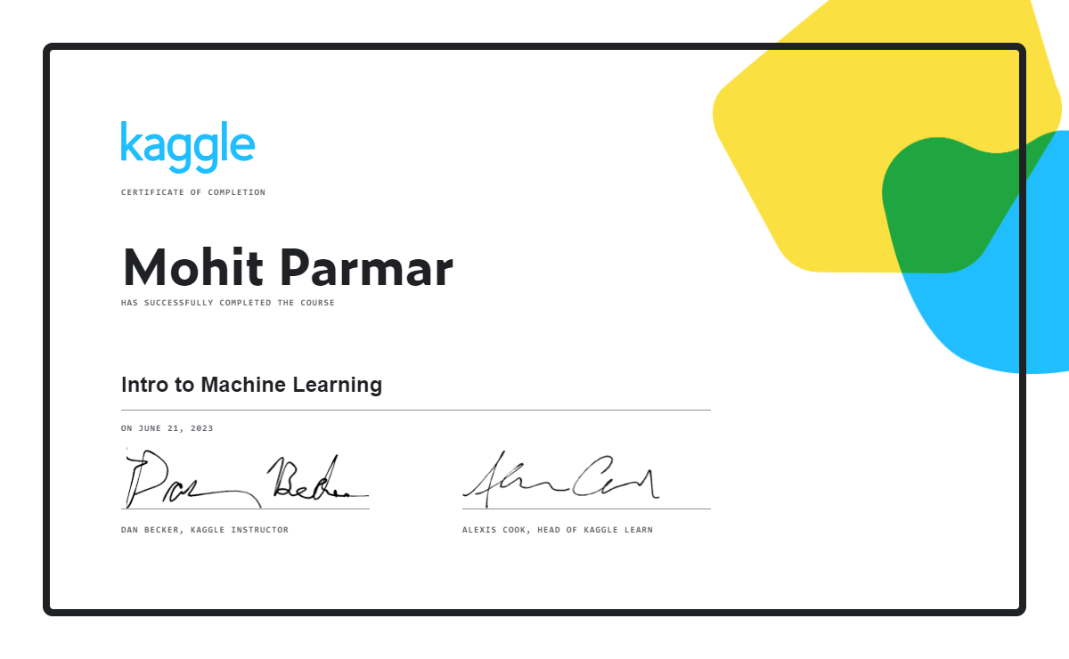 Introduction to Machine Learning Certificate