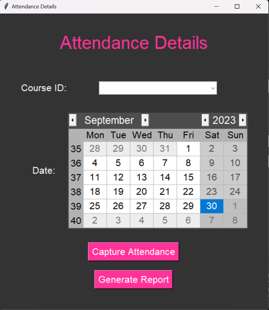 Mark Attendance Interface