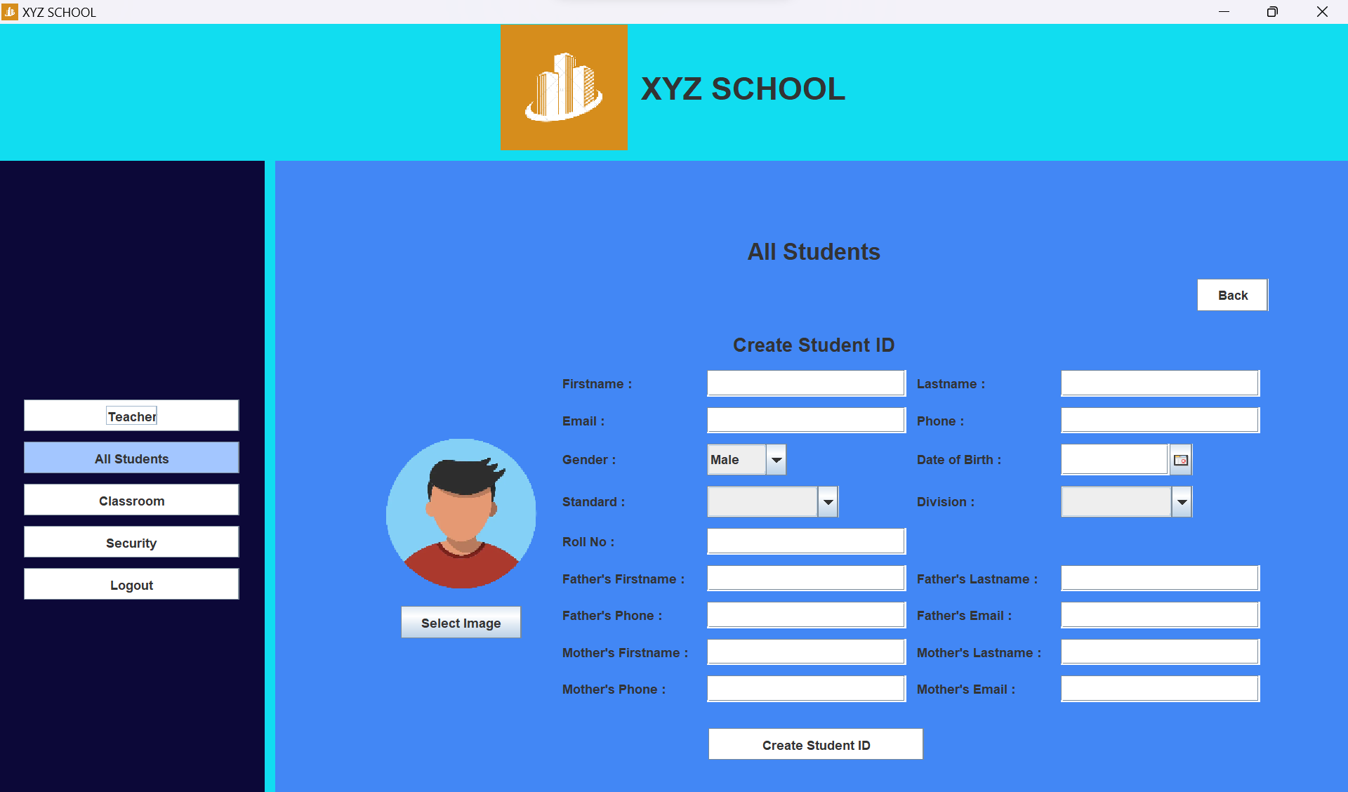 Add Student Id Interface